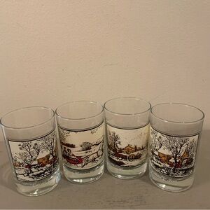 Four VTG Currier & Ives Arby’s Collectors Holiday Tumbler Glasses